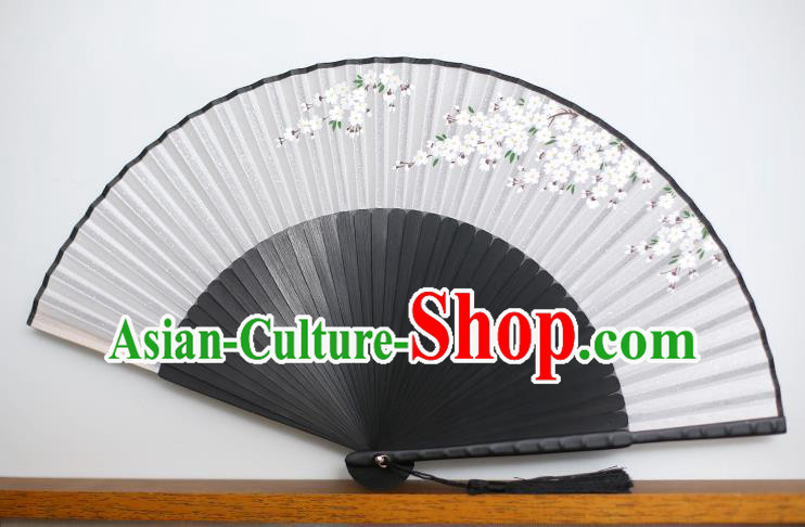 Traditional Chinese Crafts Printing Peach Blossom Classical Folding Fan, China Handmade Silk Fans for Women