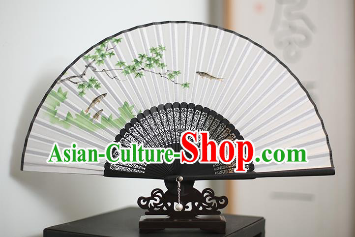 Traditional Chinese Crafts Printing Maple Leaf Classical Folding Fan, China Handmade Silk Fans for Women