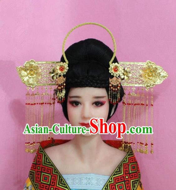 Traditional Chinese Handmade Wedding Hair Accessories Ancient Bride Tassel Hairpins Phoenix Coronet Complete Set for Women