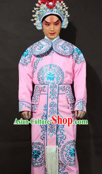 Traditional China Beijing Opera Takefu Embroidery Pink Costume, Chinese Peking Opera Soldiers Embroidered Clothing