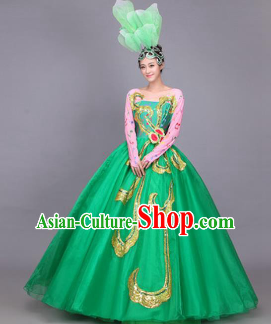 Professional Opening Dance Costume Stage Performance Classical Dance Green Dress for Women