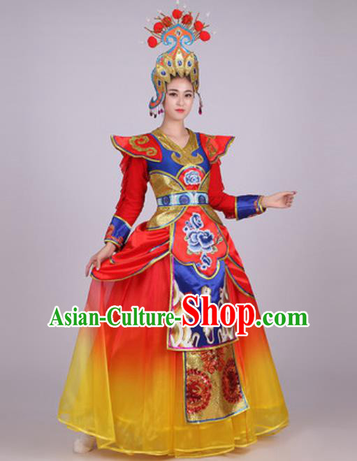 Chinese Traditional Folk Dance Costume Classical Dance Drum Dance Dress for Women