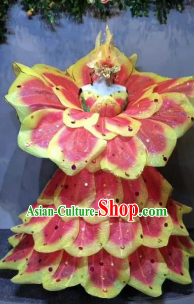 Professional Opening Dance Costume Stage Performance Modern Dance Peony Flowers Dress for Women