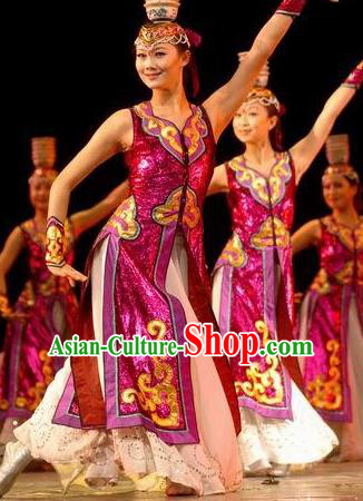 Chinese Traditional Mongol Nationality Costume Mongolian Folk Dance Dress Ethnic Clothing for Women