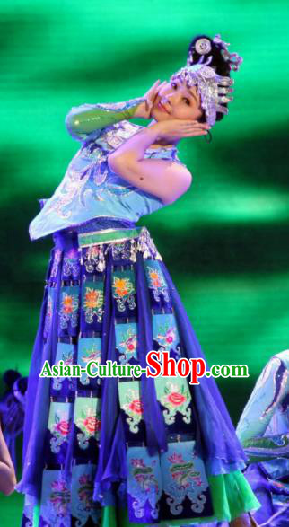 Chinese Traditional Miao Nationality Costume Hmong Folk Dance Dress Ethnic Clothing for Women