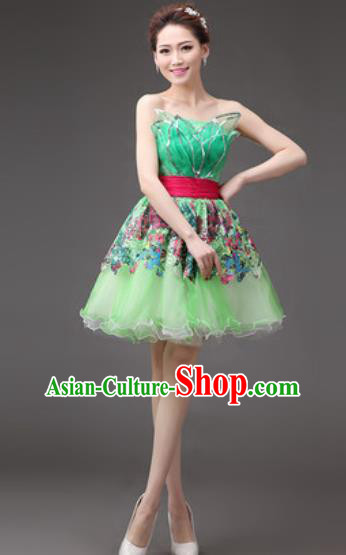Professional Modern Dance Green Bubble Dress Opening Dance Stage Performance Costume for Women