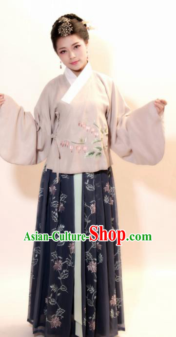 Chinese Ancient Palace Lady Hanfu Han Dynasty Imperial Concubine Queen Embroidered Historical Costumes