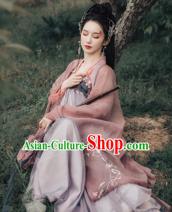 Chinese Ancient Princess Embroidered Costumes Traditional Tang Dynasty Imperial Consort Hanfu Dress for Women