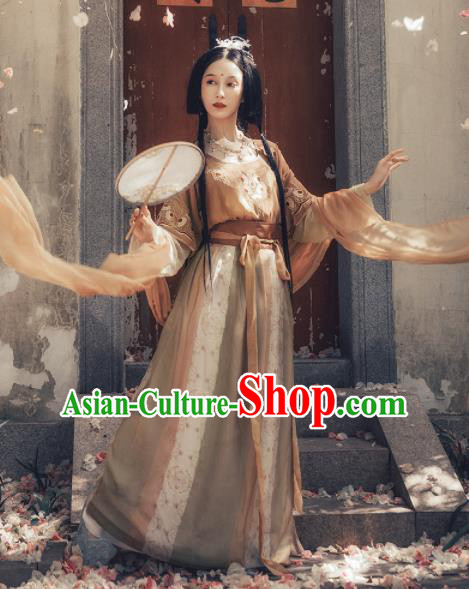 Chinese Ancient Apsara Embroidered Costumes Traditional Tang Dynasty Palace Princess Hanfu Dress for Women