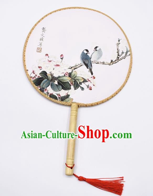Chinese Ancient Palace Fans Handmade Traditional Printing Begonia Silk Round Fans for Women