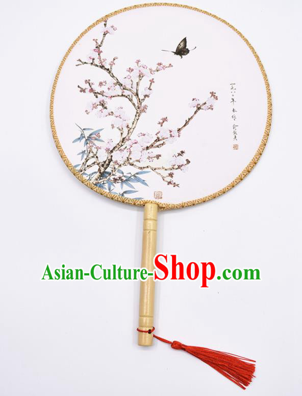 Chinese Ancient Palace Fans Handmade Traditional Printing Silk Round Fans for Women