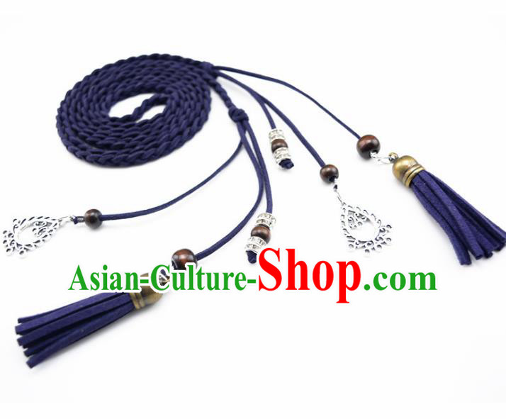 Chinese Ancient Hanfu Hair Accessories Traditional Swordswoman Royalblue Hair Band  for Women