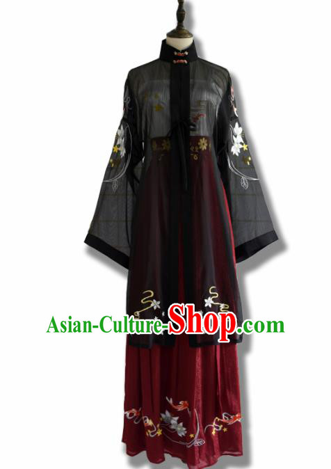Chinese Ancient Palace Lady Hanfu Han Dynasty Imperial Concubine Queen Embroidered Historical Costumes