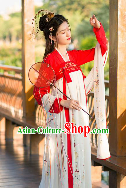 Chinese Ancient Palace Lady Hanfu Han Dynasty Imperial Concubine Queen Embroidered Historical Costumes