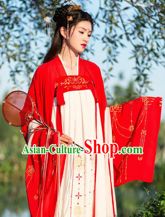 Chinese Ancient Palace Lady Hanfu Han Dynasty Imperial Concubine Queen Embroidered Historical Costumes