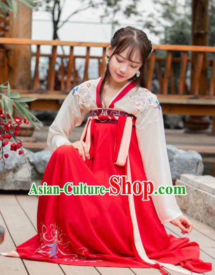 Chinese Ancient Palace Lady Hanfu Han Dynasty Imperial Concubine Queen Embroidered Historical Costumes
