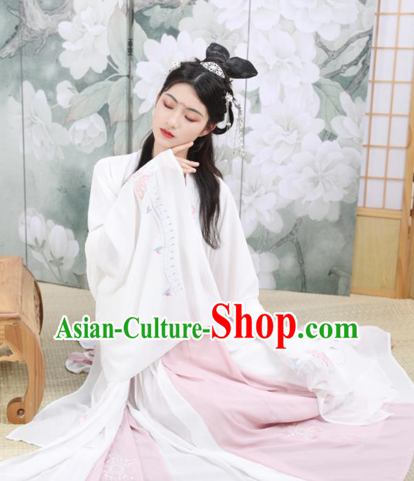 Ancient Chinese Tang Dynasty Imperial Concubine Costumes Embroidered Hanfu Dress for Rich