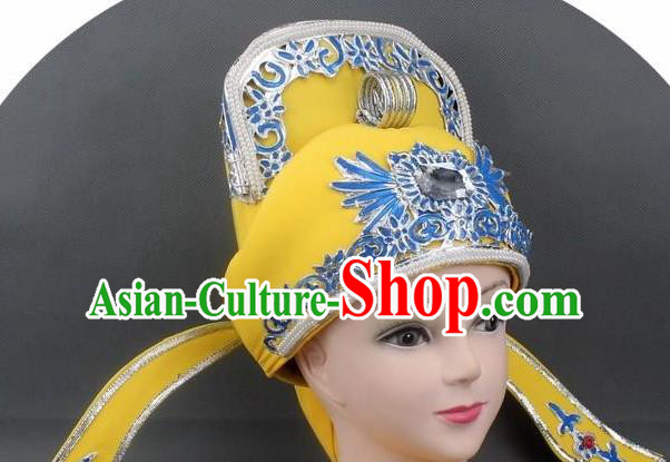 Chinese Ancient Scholar Yellow Hat Traditional Peking Opera Niche Headwear for Men