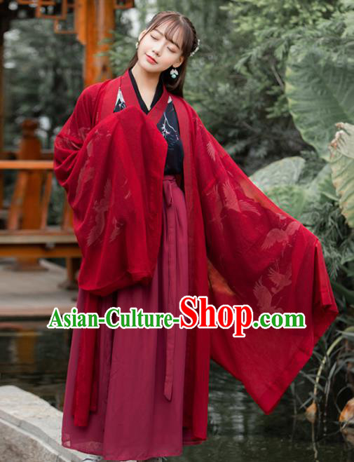 Chinese Ancient Palace Lady Hanfu Han Dynasty Imperial Concubine Queen Embroidered Historical Costumes