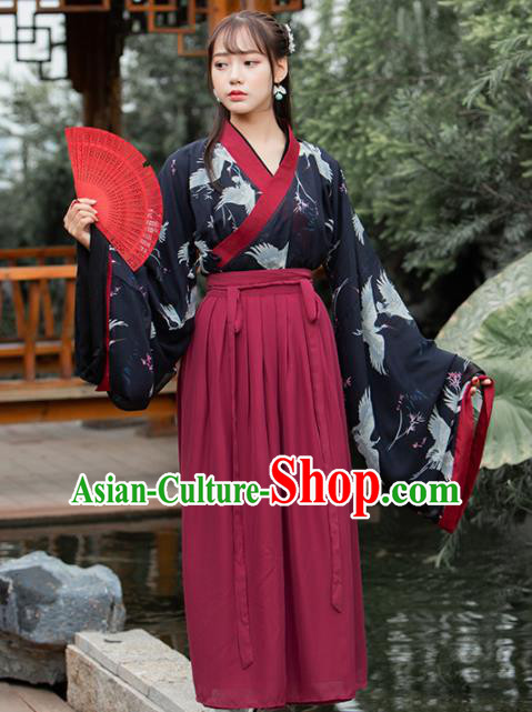 Chinese Ancient Palace Lady Hanfu Han Dynasty Imperial Concubine Queen Embroidered Historical Costumes