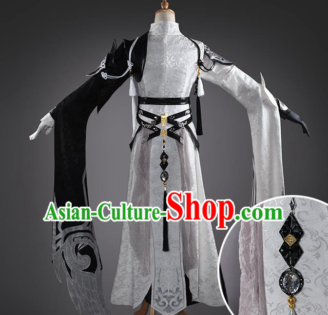 Ancient Chinese Cosplay Costume Chinese Shoes Traditional China Swordsman Clothing and Jewelry Accessories