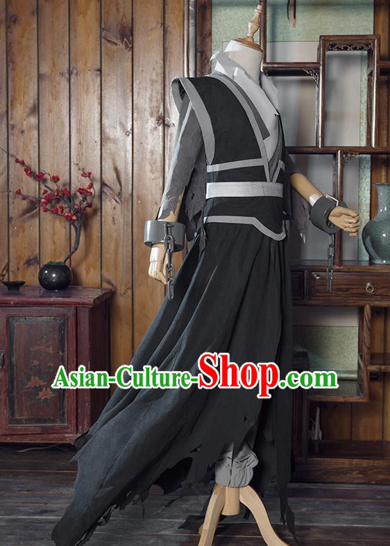 Chinese Traditional Cosplay Nobility Childe Costumes Ancient Swordsman Black Clothing for Men