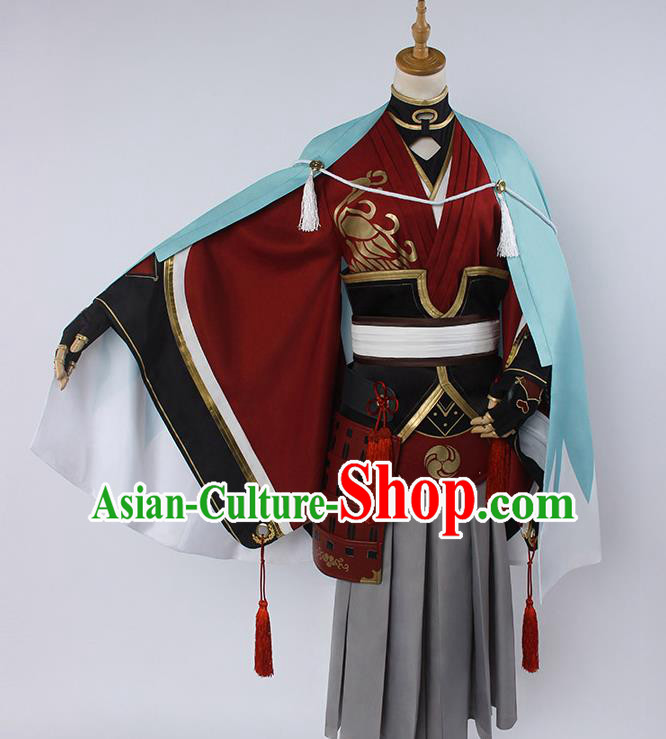 Chinese Traditional Cosplay Knight Red Costumes Ancient Swordsman Clothing for Men