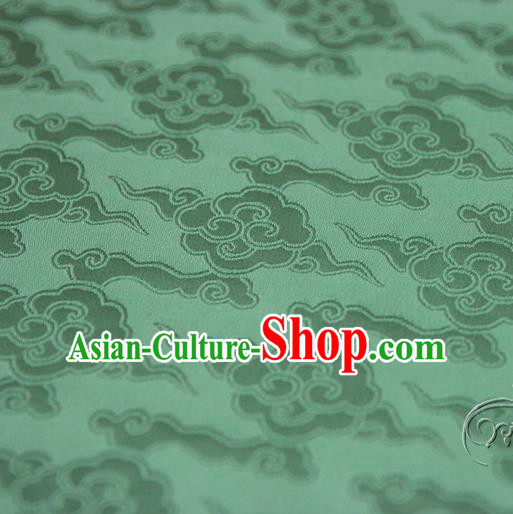 Asian Chinese Traditional Pattern Fabric Ancient Hanfu Green Brocade Silk Fabric Drapery Material