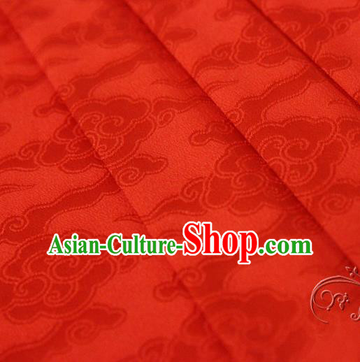 Asian Chinese Traditional Pattern Fabric Ancient Hanfu Red Brocade Silk Fabric Drapery Material