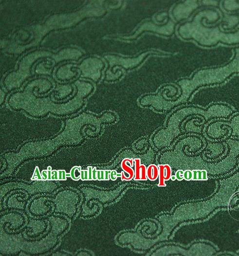 Asian Chinese Traditional Pattern Fabric Ancient Hanfu Atrovirens Brocade Silk Fabric Drapery Material