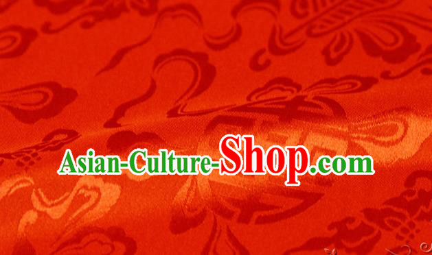 Asian Chinese Traditional Red Silk Fabric Ancient Hanfu Jacquard Brocade Fabric Drapery Material