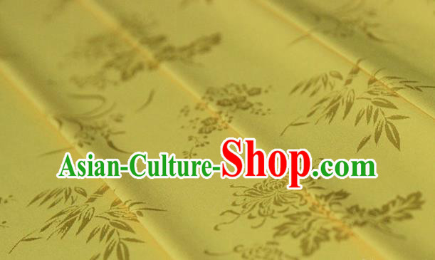 Asian Chinese Traditional Pattern Yellow Silk Fabric Ancient Hanfu Jacquard Brocade Fabric Drapery Material
