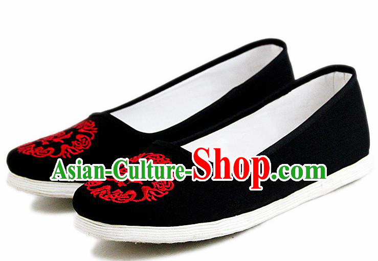 Chinese National Handmade Cloth Shoes Traditional Shoes Embroidered Black Shoes for Women