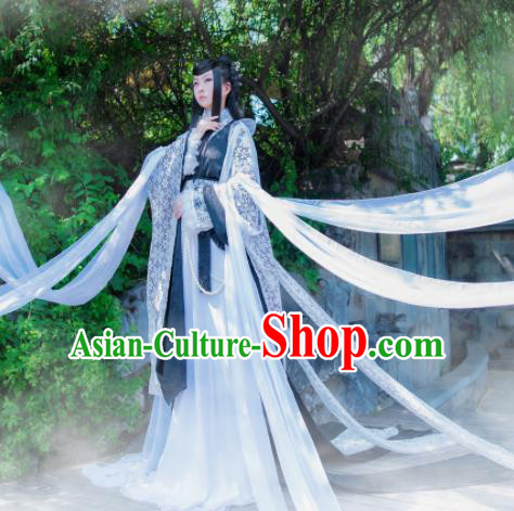Chinese Ancient Swordswoman Hanfu Dress Jin Dynasty Princess Embroidered Historical Costumes for Women