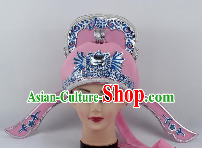 Chinese Traditional Peking Opera Niche Hats Ancient Scholar Pink Hat for Men