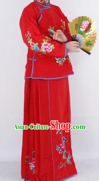 Chinese Traditional Peking Opera Young Lady Costumes Ancient Maidservants Red Dress for Women