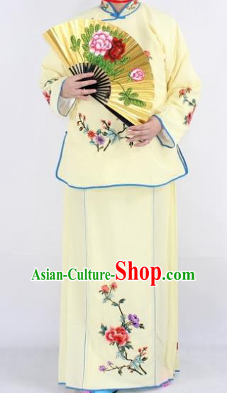 Chinese Traditional Peking Opera Young Lady Costumes Ancient Maidservants Yellow Dress for Women