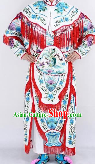 Chinese Traditional Peking Opera Young Lady Costumes Ancient Female General White Dress for Women