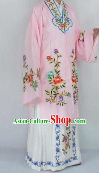 Chinese Traditional Peking Opera Nobility Lady Pink Costumes Ancient Princess Embroidered Cloak for Women