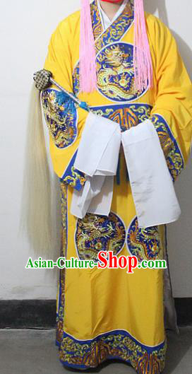 Chinese Traditional Peking Opera Court Eunuch Yellow Embroidered Robe Ancient Costumes for Men