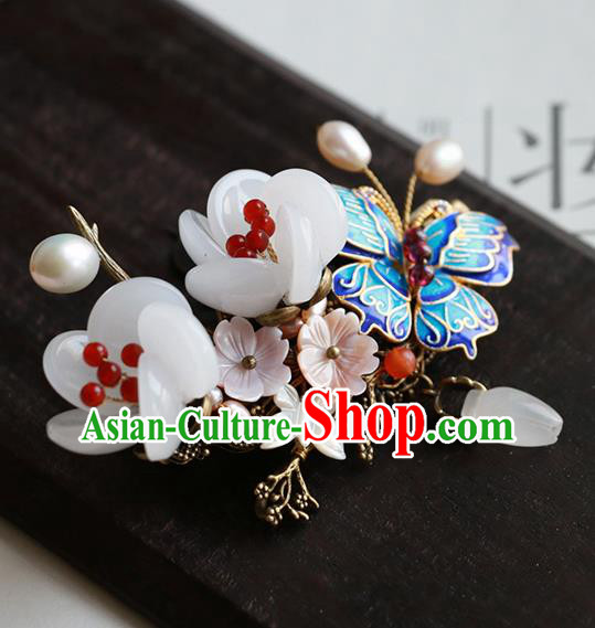 Chinese Traditional Hair Accessories Ancient Handmade Cloisonne Butterfly Hair Claw for Women