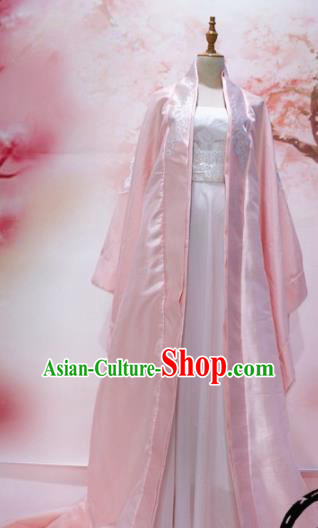 Traditional Chinese Tang Dynasty Historical Costumes Ancient Empress Embroidered Pink Hanfu Dress for Women