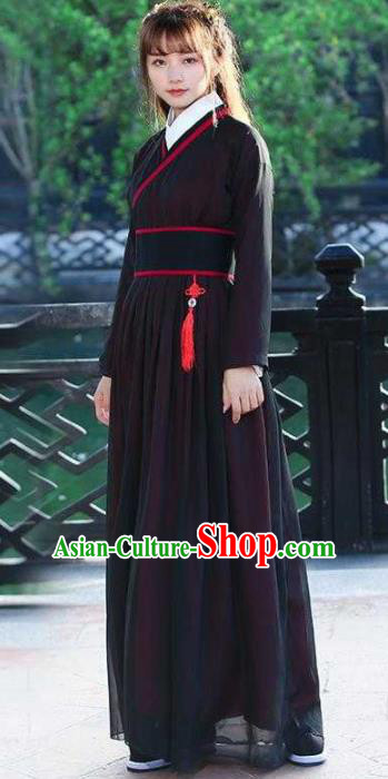 Traditional Chinese Ancient Han Dynasty Swordswoman Embroidered Hanfu Dress for Women
