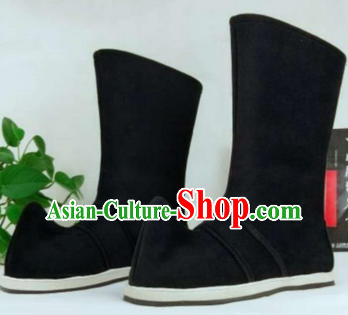Chinese Traditional Classical Shoes Ancient Hanfu Cloth Shoes Swordsman Black Boots for Men