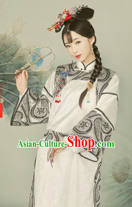 Traditional Chinese Qing Dynasty Manchu Costumes Ancient Princess Hanfu Dress for Women