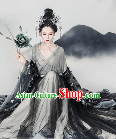 Traditional Chinese Tang Dynasty Imperial Consort Costumes Ancient Fairy Dress and Headpiece for Women
