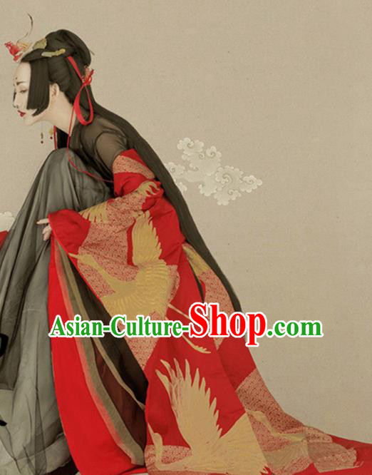 Chinese Ancient Palace Lady Hanfu Han Dynasty Imperial Concubine Queen Embroidered Historical Costumes