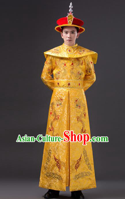 Chinese Ancient Qing Dynasty Emperor Costumes Imperial Robe for Men