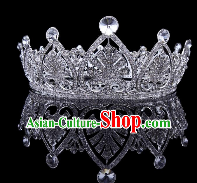 Top Grade Baroque Style Crystal Royal Crown Bride Retro Wedding Hair Accessories for Women