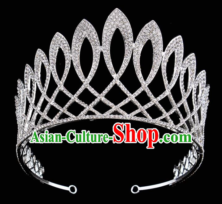 Handmade Wedding Bride Hair Accessories Baroque Queen Retro Rhinestone Royal Crown for Women